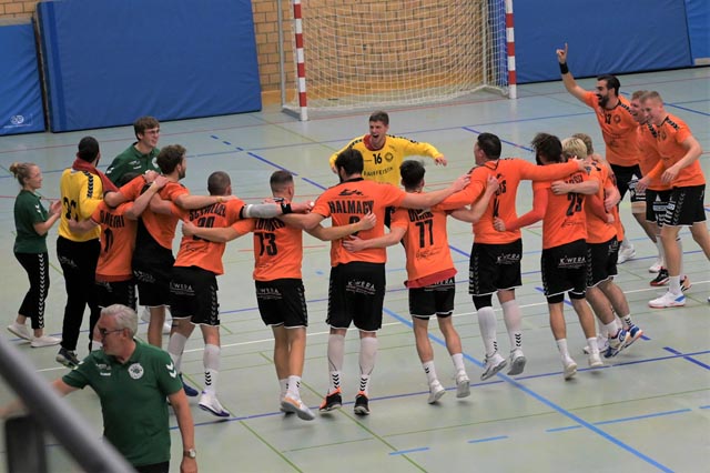 Riesenjubel herrschte beim TVM nach dem Auswärtssieg beim TV Steffisburg, Foto: zVg