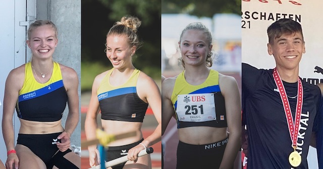 Glückliche Fricktaler Swiss Starters Future: Sina Ettlin, Romy Burkhard, Fabienne Hoenke und Nicolas Pfrommer (von links). Fotos: Stefan Pfrommer, Doris Acklin