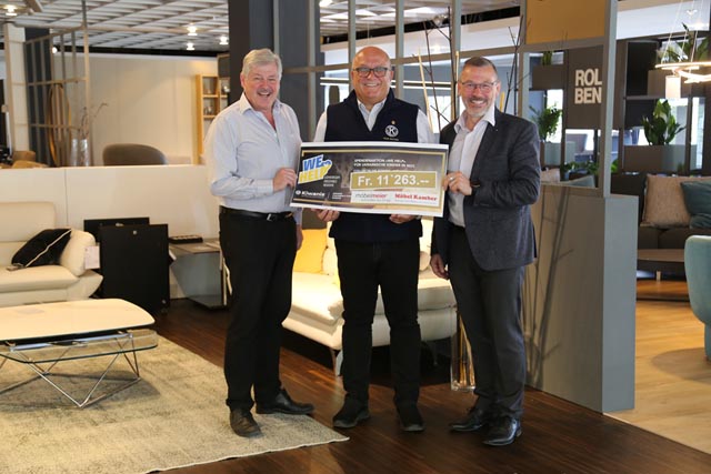 Christoph Kamber, Möbel Meier Brugg, Markus Lanz, Governor Kiwanis Schweiz und Lichtenstein, Martin Kamber, Möbel Kamber Mümliswil. Foto: zVg