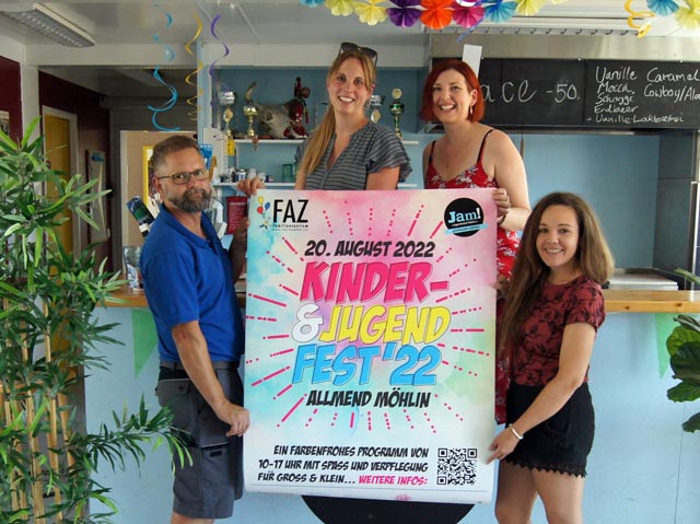 Das OK (von links): Severin Schürch (Jam!), Tina Thomer (FAZ), Birgit Fäh (FAZ), Laila Tota (Jam!). Foto: zVg