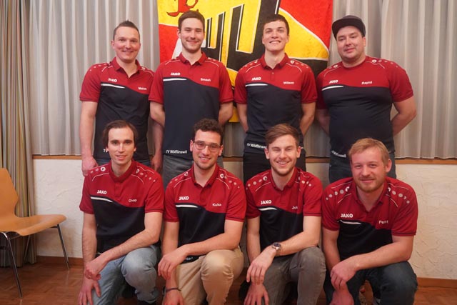 Der Vorstand des Turnvereins Wölflinswil (oben von links): Christian Bold, Pascal Bircher, Elia Steck, Adrian Jehle; (unten von links): Dominik Herzog, Oliver Röthlisberger, Colin Herzog, Patrik Müller. Foto: zVg