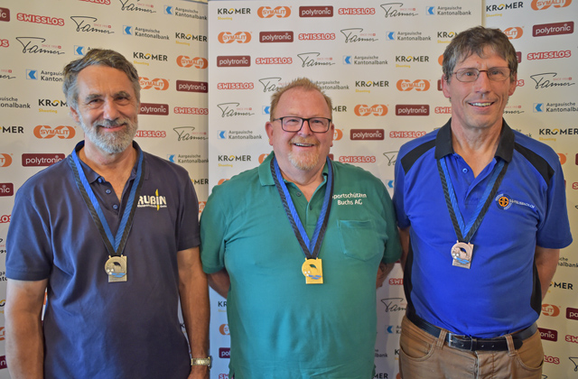 Veteranen- Podest: Walter Frey (2.), Daniel Gloor (1.), Beat Alpiger (3.). Foto: zVg