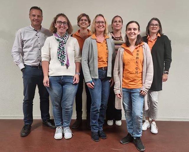 Der MSRL-Vorstand von links: der neu gewählte Adrian Bieri, Sandra Hauri, die Co-Präsidentinnen Bettina Huber und Julia Weiss, Viktoria Kovacs, Ramona Marbot, Monika Van Diest. Foto: zVg