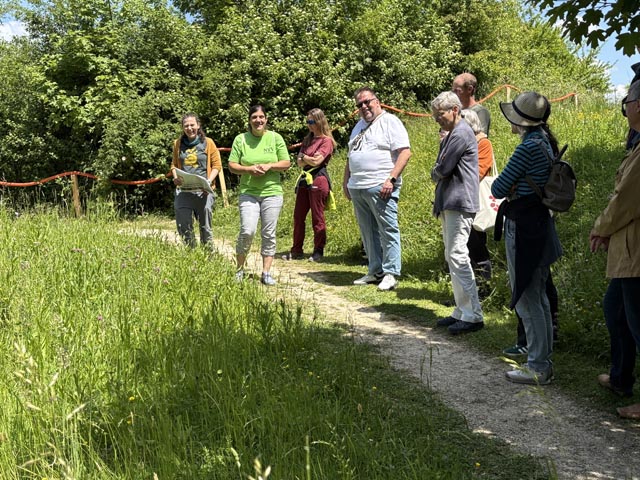 Begehung der eigens angesäten Blumenwiese. Foto: zVg