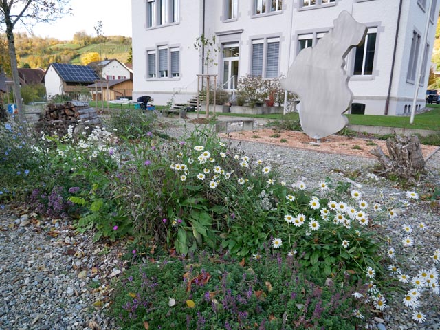 Die Pflanzen wurden so ausgewählt, dass vom Frühling bis in den Spätherbst hinein immer Blüten zu sehen sind.