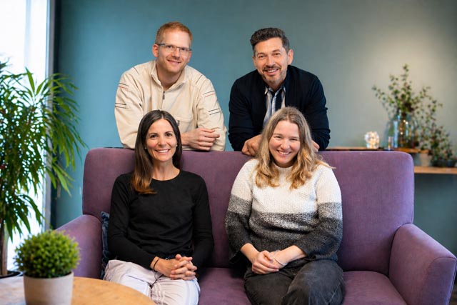 Die neu gewählte Geschäftsleitung (von links): oben Christian Minder und Salvatore Valenti; unten Barbara Müller-Hefti und Seraina Herzberg. Foto: zVg